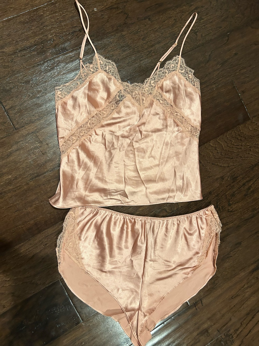 NWT Victoria's Secret Satin Lace Cami Set in Light Pink Size Large